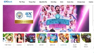 Giao diện minh họa của trang web 8xbet với nhiều người chơi thể thao và trò chơi sòng bạc